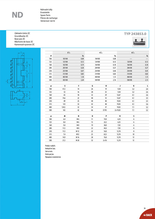 Base for Reversible Jaws