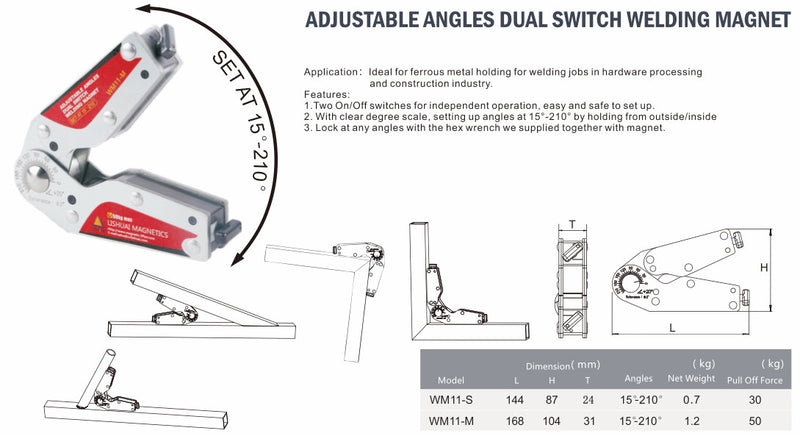 Μαγνητική Ρυθμιζόμενη Γωνιά Συγκόλλησης 15°-210° Ls