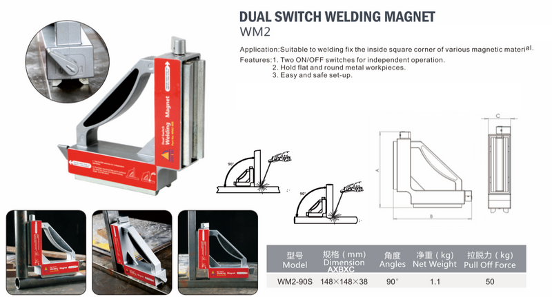 Μαγνητική Γωνιά Συγκόλλησης 90° με δυο διακόπτες Ls