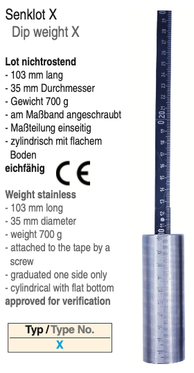 Βαρίδι Ανοξείδωτο 103 x 35 mm 700g Richter