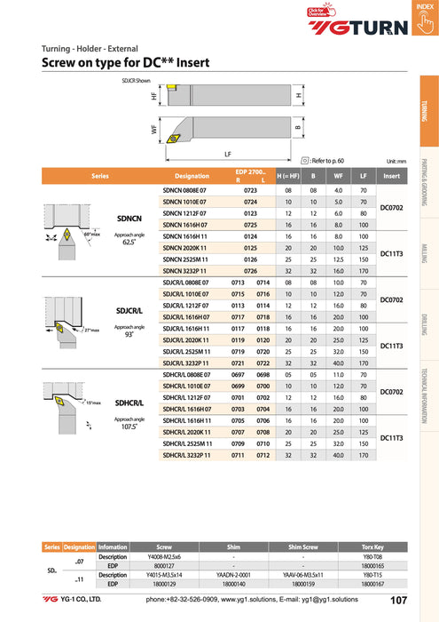 Μανέλα Τόρνου YG για Πλακίδιο Ρόμβος 55° DC-- (Φινιρίσματος)