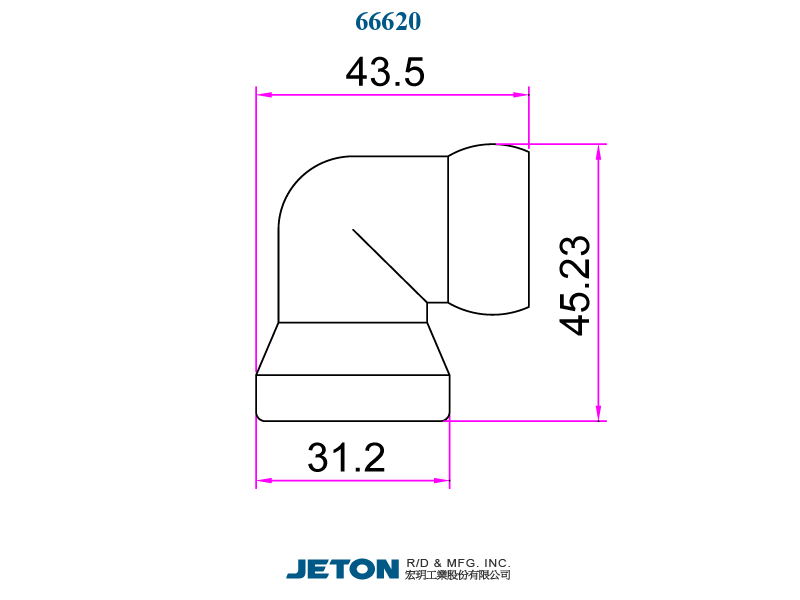 90° Connector for Coolant System 3/4"