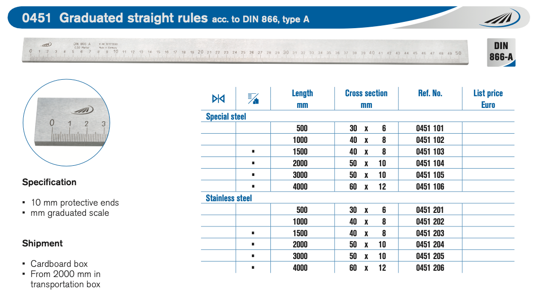 Ρίγες Μετρητικές Άκαμπτες Type A