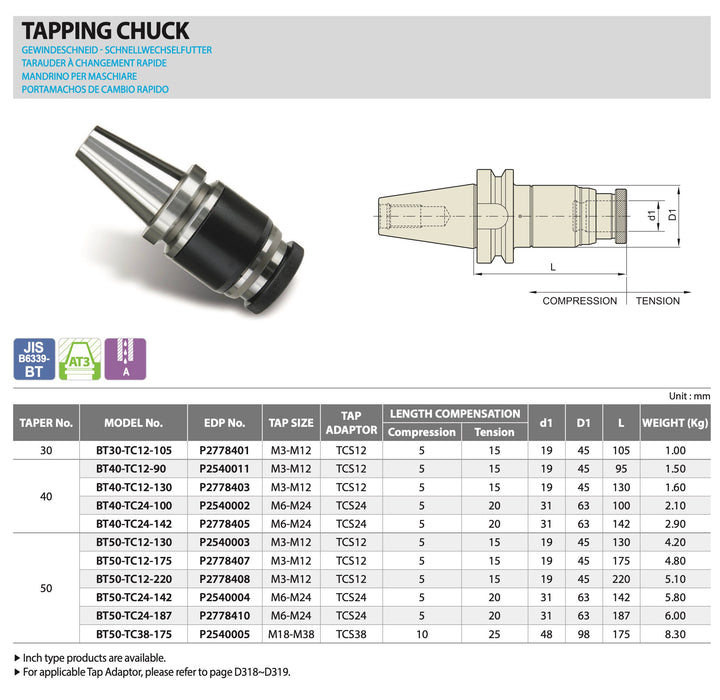 BT Taper for Boring Head (Length Compensation)
