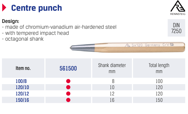 Μηχανουργική Πόντα chromium-vanadium air-hardened steel Rennsteig