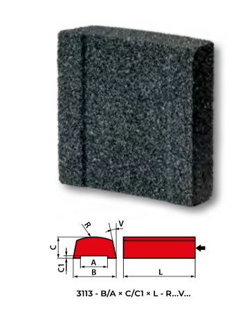 Μαύρο segment Andre 540314 από silicon carbide για ρεκτιφιέ, με ράδιο και εσοχή, με σκαρίφημα διαστάσεων