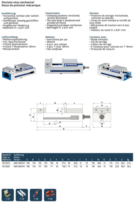 Μέγγενη Φρέζας Mechanical Kemmler