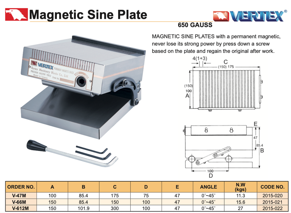 Sinusoidal Magnetic Chuck Table for Surface Grinders Permanent
