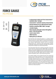 Δυναμόμετρο Ψηφιακό εφελκυσμού-θλίψης (Newtonmeter Push-Pull) 10...2000N - datasheet PCE-PFG 500 σελίδα 1