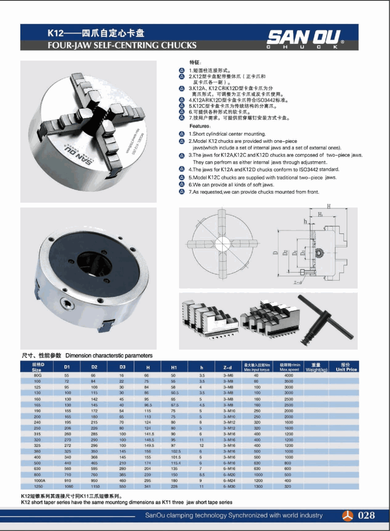 Datasheet - Τσόκ Τόρνου με 4 Σφιγκτήρες (Πατούρα)