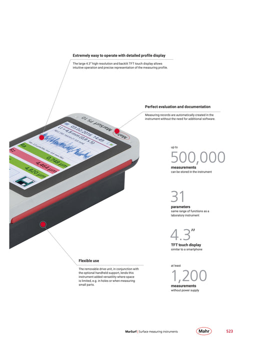 ISR-C300 - Roughness tester with connection to computer or mobile and touchscreen