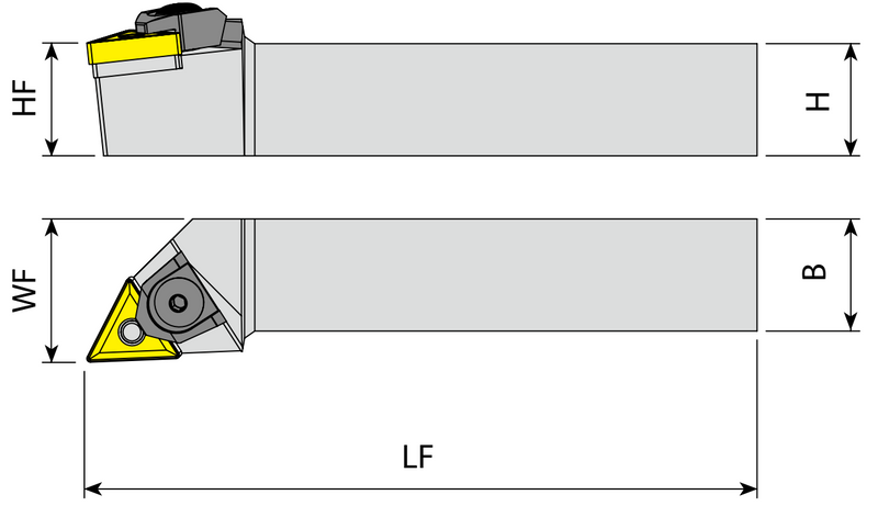 YG Lathe Handle for 60° Triangle Insert TN-- (General Purpose & Roughing)