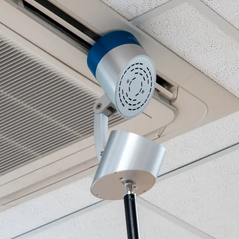 Μετρητής ποιότητας αέρα PCE Instruments PCE-AS1 σε χρήση, κυλινδρικός αισθητήρας με γρίλια σε οροφή/αεραγωγό