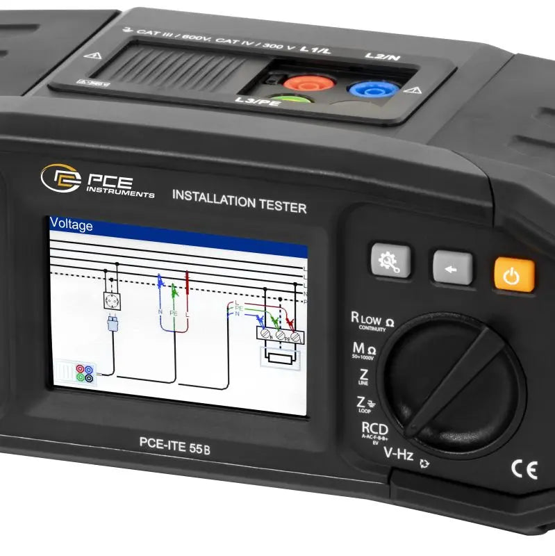 Μετρητής μόνωσης PCE Instruments PCE-ITE 55B, μαύρος, με έγχρωμη οθόνη και περιστροφικό επιλογέα λειτουργιών