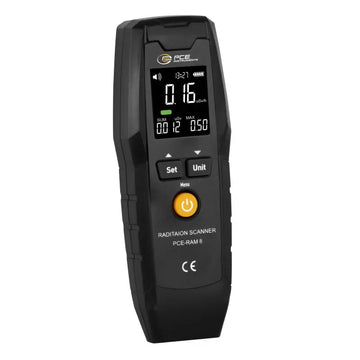 PCE Instruments PCE-RAM 8 radiation meter, black, with LCD display and yellow on/off button