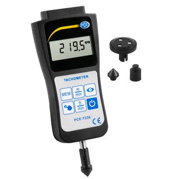 Ψηφιακό στροφόμετρο/ταχόμετρο PCE Instruments PCE‑T236 με οθόνη LCD και εξαρτήματα επαφής/laser