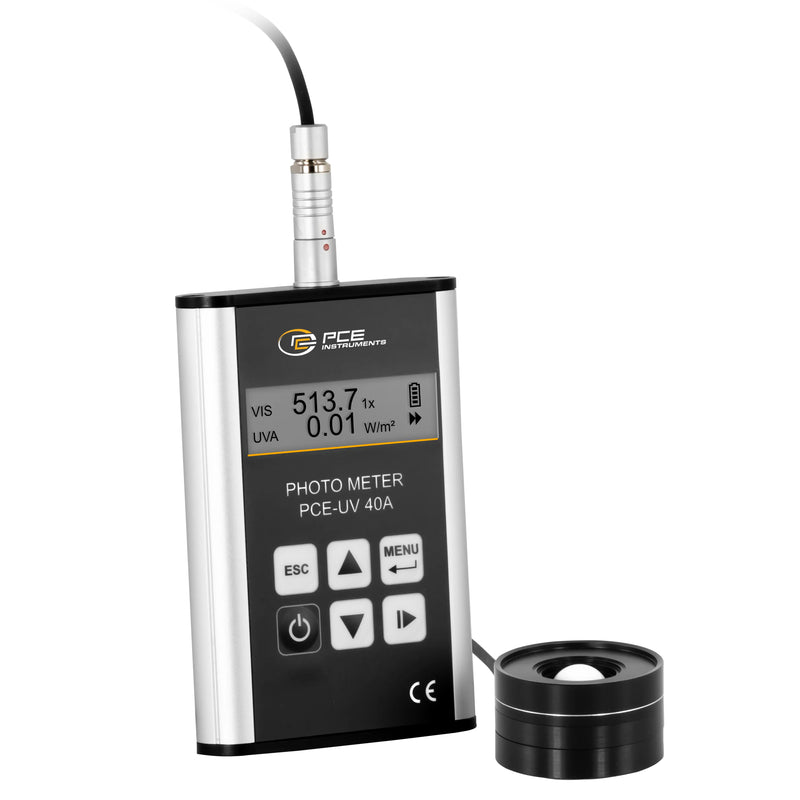 Φωτόμετρο UV/LUX PCE Instruments PCE-UV 40A με οθόνη LCD, πλήκτρα και εξωτερικό αισθητήρα με καλώδιο