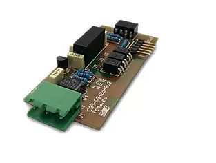 Μονάδα Modbus RTU PCE Instruments PCE-DPD-U/MB1, πλακέτα με πράσινο κλέμμα και ηλεκτρονικά εξαρτήματα