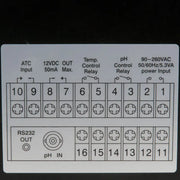 Πίσω όψη οθόνης πεχαμέτρου PCE Instruments PCE-PHC 10 με κλέμες σύνδεσης, RS232 OUT και pH IN