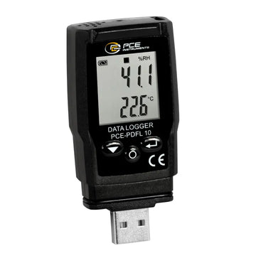 Καταγραφικό υγρασίας/θερμοκρασίας PCE Instruments PCE-PDFL 10 με οθόνη LCD και βύσμα USB, μαύρο