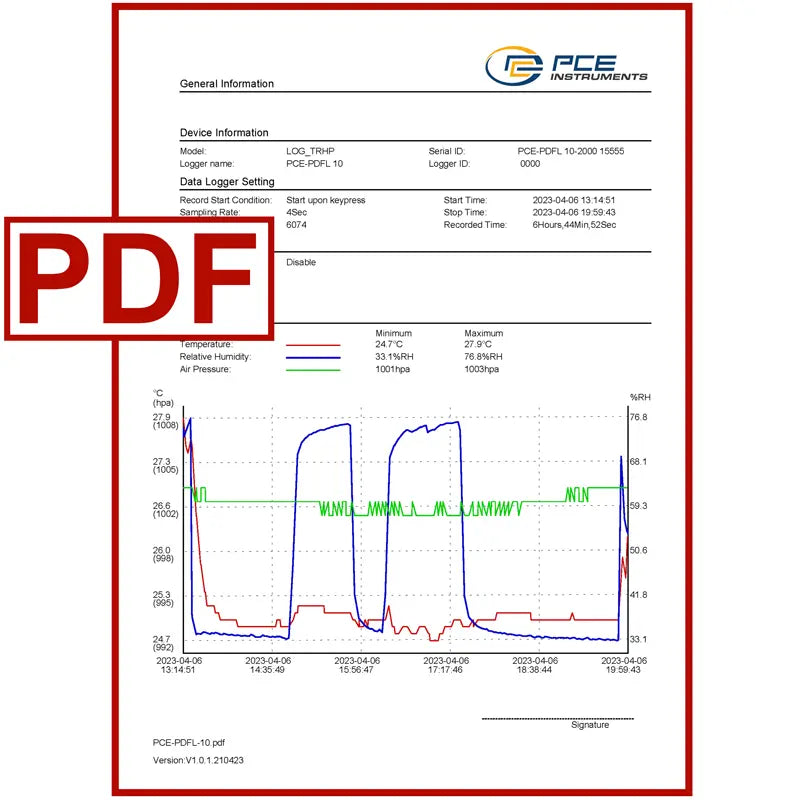Τεχνικά χαρακτηριστικά PCE-PDFL 10 - Υγρασιόμετρο - Θερμόμετρο Χώρου - Βαρόμετρο (σελ. 3)