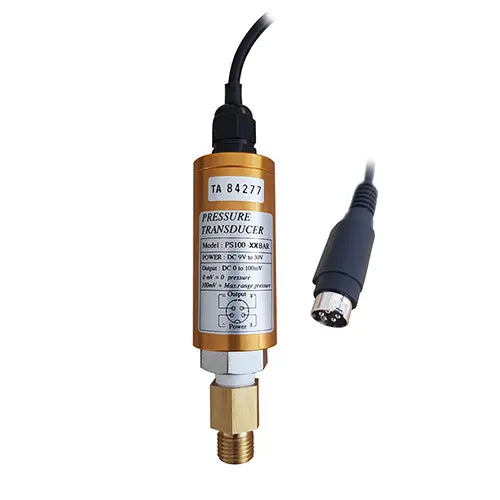 Αισθητήρας πίεσης PCE Instruments PS-100-10, χρυσός μετατροπέας με καλώδιο και βύσμα, σπείρωμα σύνδεσης κάτω