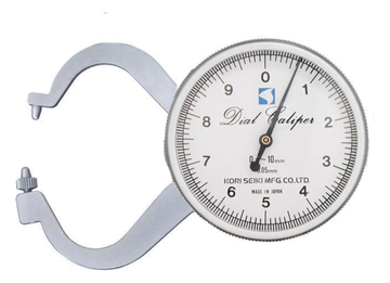 Παχύμετρο Kori A-10 με καντράν (dial caliper) και καμπύλες σιαγόνες για μέτρηση φύλλων/σωλήνων, 0–10 mm