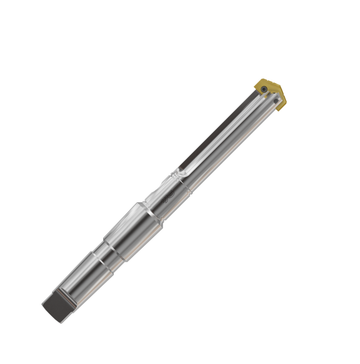 Yg STSMT short spade drill holder, metal with cutting insert and hex shank, silver with gold tip