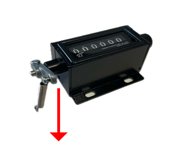 Παλινδρομικός μετρητής Counter TRSL-6 6 ψηφίων, μαύρο μεταλλικό σώμα με βάση στήριξης και ελατήριο αριστερά