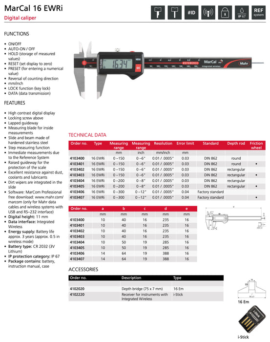 Παχύμετρο Ψηφιακό Αδιάβροχο IP67 Wireless