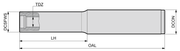 Σκίτσο διαστάσεων YG-1 EM Modular Shank - DCSFWS, TDZ, LH, OAL, DCON