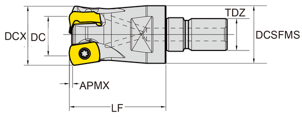 Σχέδιο διαστάσεων ENMX-M - Κονδύλια με πλακίδια High Feed Modular Through Coolant - ENMX