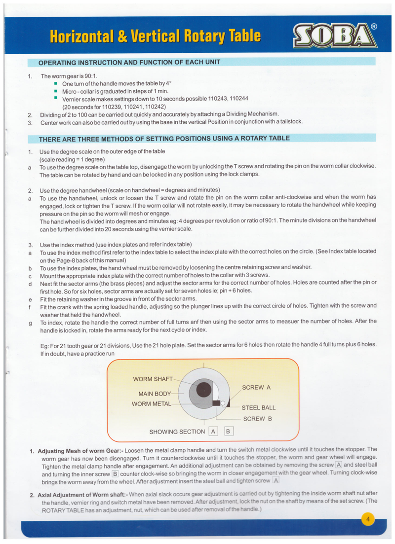 Περιστρεφόμενο Τραπέζι Διαιρέτης 110-250 mm Soba