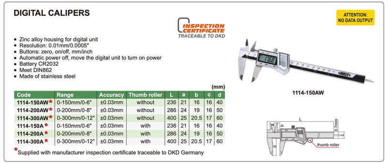 Παχύμετρο Ψηφιακό με Μεταλλικό Κέλυφος Insize