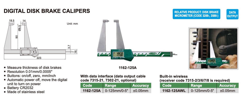 Παχύμετρο για Δισκόφρενα Insize