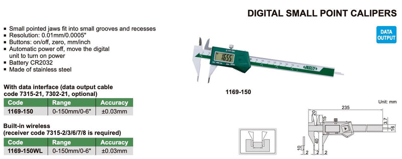 Παχύμετρο με Λεπτές Ακίδες Insize