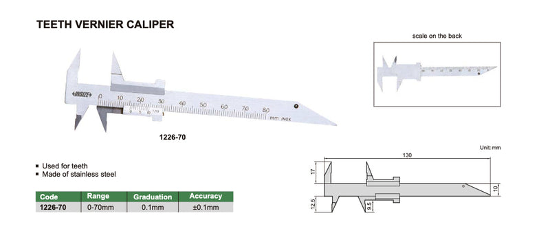 Παχύμετρο Αναλογικό με μυτερούς σιαγώνες Insize