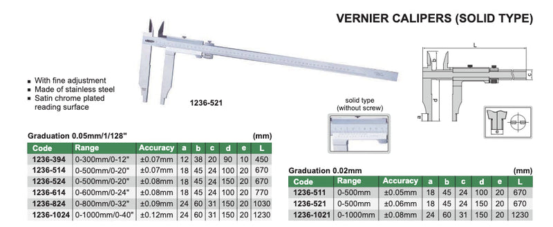 Παχυμετρο Βερνιερος Μεγάλοι Σιαγώνες Insize