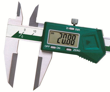 Insize 1532 Knife Edge digital caliper with sharp jaws and LCD display, green body