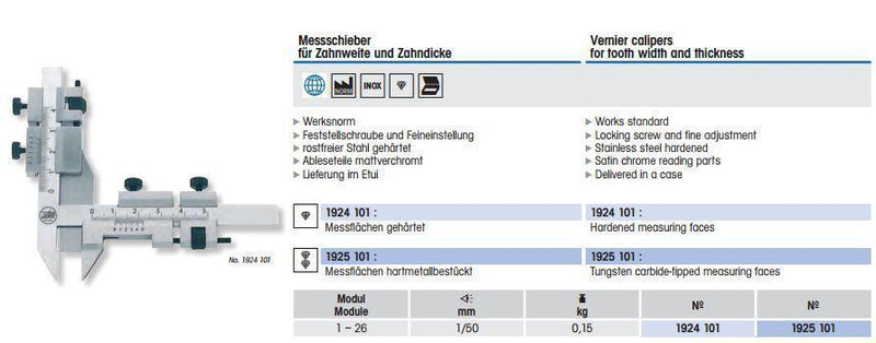 Παχύμετρο Αναλογικό Γραναζιών M1-26 Ultra