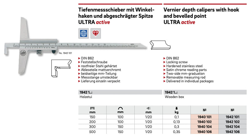 Βαθύμετρο Βερνιέρος - Με γάντζο Ultra