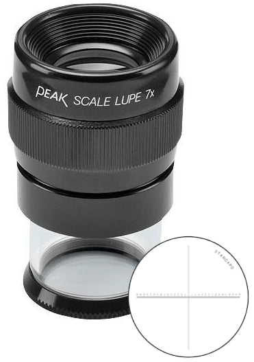 Λούπα Peak Scale Lupe 7x 1975 μαύρη με δαχτυλίδι εστίασης και ενσωματωμένη κλίμακα μέτρησης