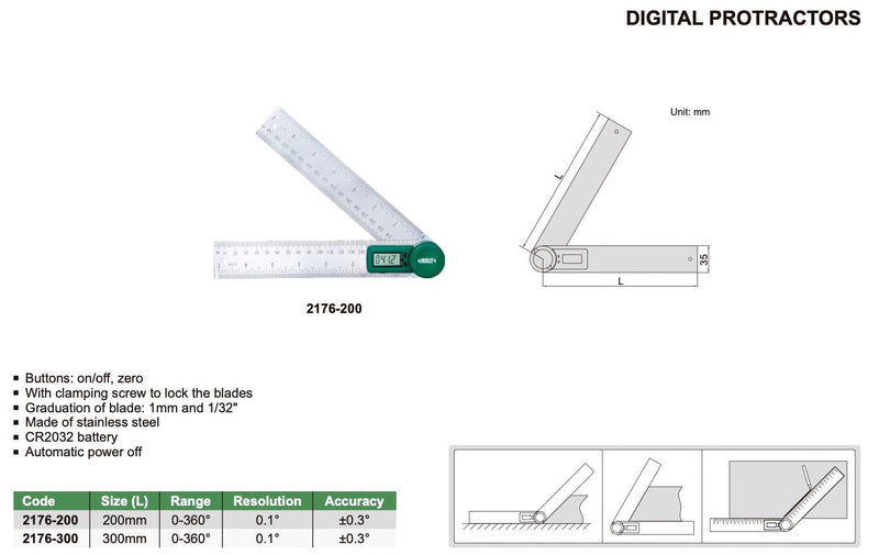 Μοιρογνωμόνιο Ψηφιακό 0-360° - 0.1° Insize