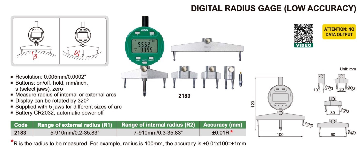 2183 - Ραδιόμετρο Ψηφιακό (για ακτίνα R 5-700mm)