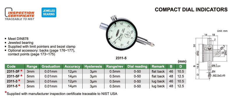 Μετρητικό Ρολόι Γράφτη - Μικρό Ø40mm Insize