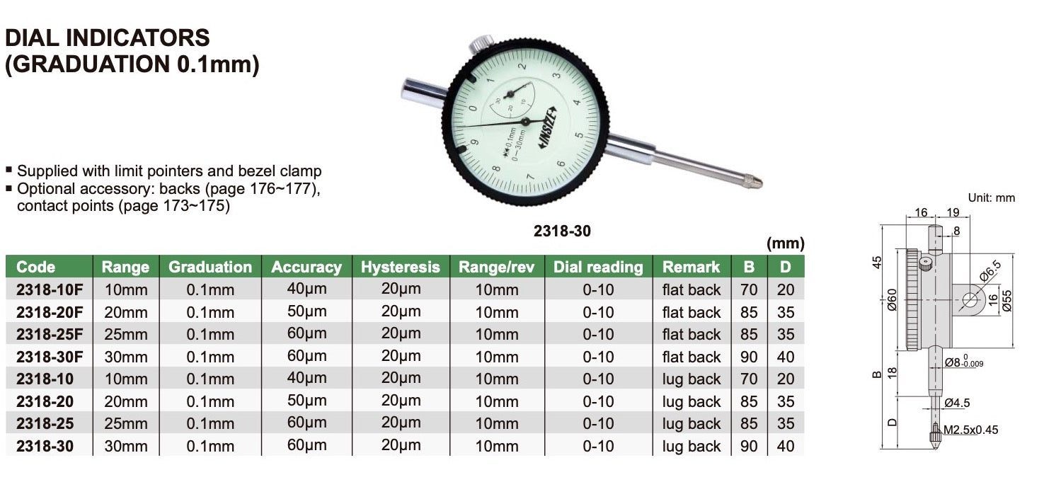 2318 - Μετρητικό Ρολόι Γράφτη  0.1 mm