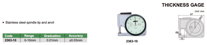 Παχύμετρο μέτρησης χαρτιού, δέρματος (μαλακά υλικά) Insize