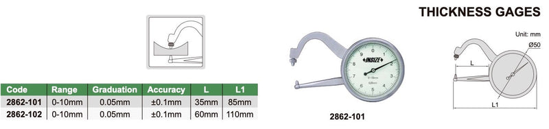 Παχύμετρο για μέτρηση τοιχώματος σωλήνα PIPE Insize