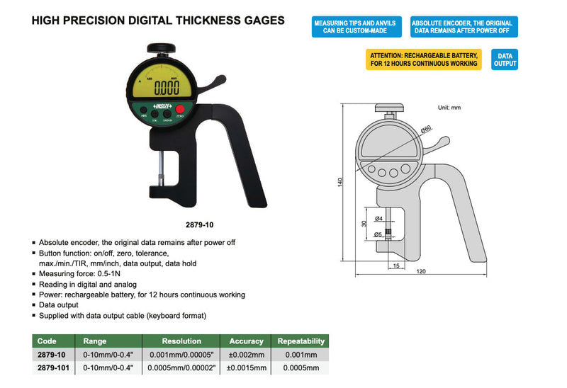 Παχύμετρο σακούλας - λεπτών εύκαμπτων υλικών Insize