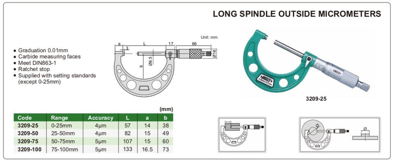 Μικρόμετρο - Long Spindle Insize